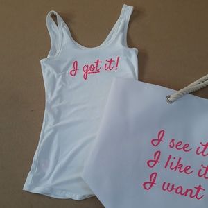 Ariana Grande 7 Rings Song Themed Tank Top, White